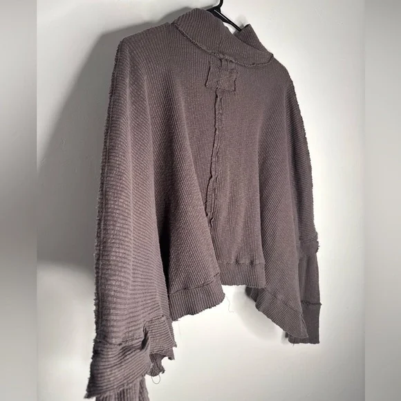 Free People We The Free Moon Daisy Thermal Pullover Horseshoe Large Sweater - Picture 11 of 12